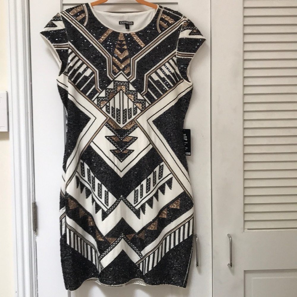 Express short sleeve Sequin Sheath Dress size L